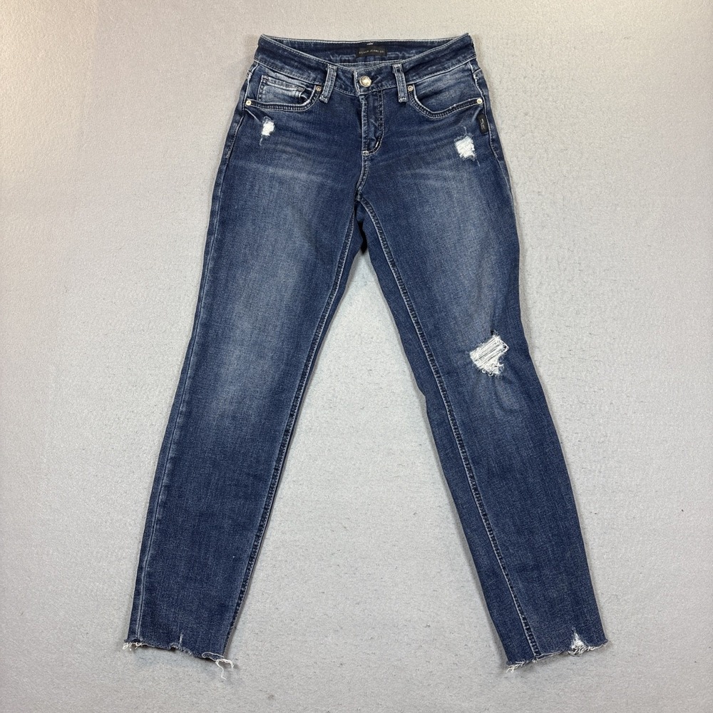 Silver Jeans‎ Boyfriend Mid Rise Stretch Blue Denim Women's Size 25